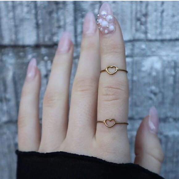 VERAMEAT Sterling Silver Got Heart? Thin Stackable Ring Size 7.5 - Picture 5 of 7